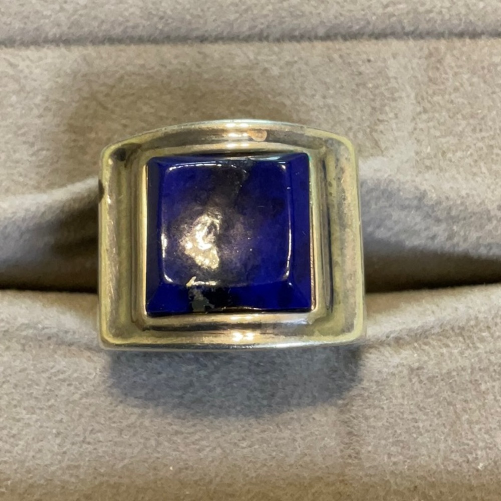 Sterling Silver 925 Blue Square Stone Ring